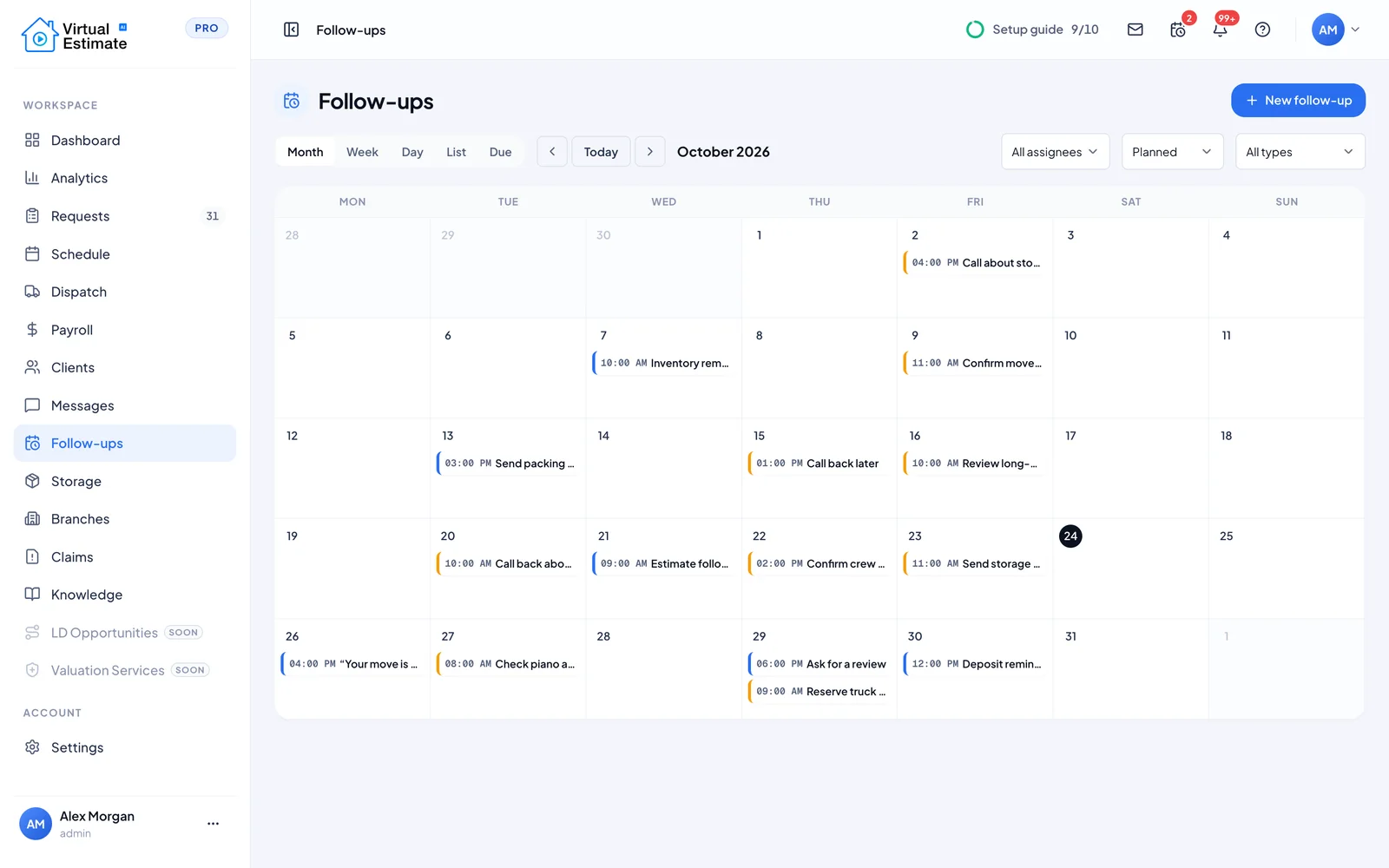 Follow-ups in Virtual Estimate