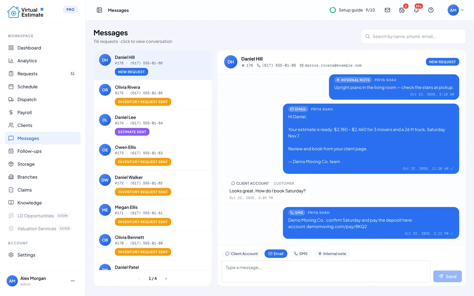 Messages in Virtual Estimate