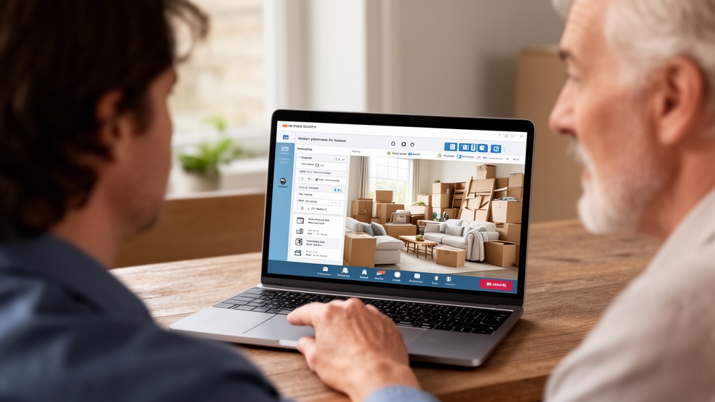 A moving company sales representative on a video call with a homeowner conducting a virtual walkthro