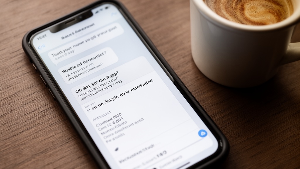 Close-up of a smartphone screen showing an AI chatbot conversation: a customer asking for a moving q