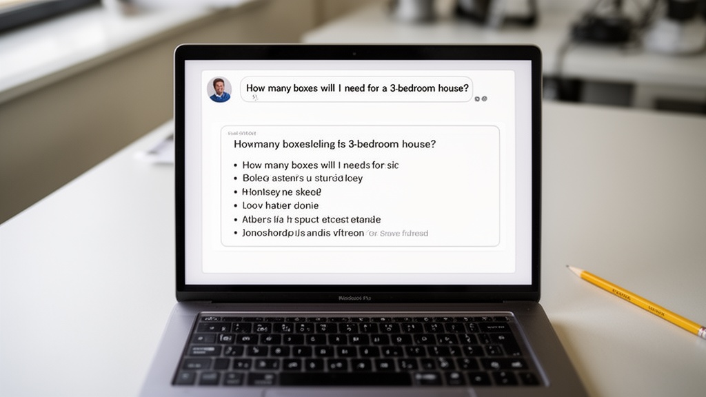 Close-up of a laptop screen shot from slightly above showing a conversational AI assistant interface