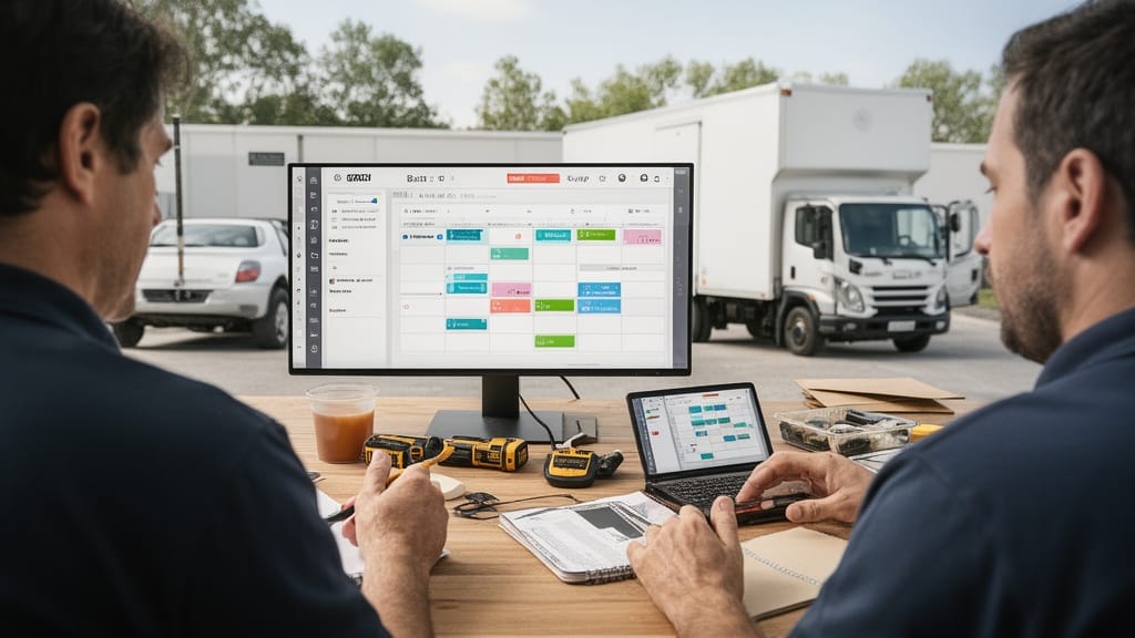 Scheduling and dispatch: drag-and-drop calendars, crew assignments, and route planning