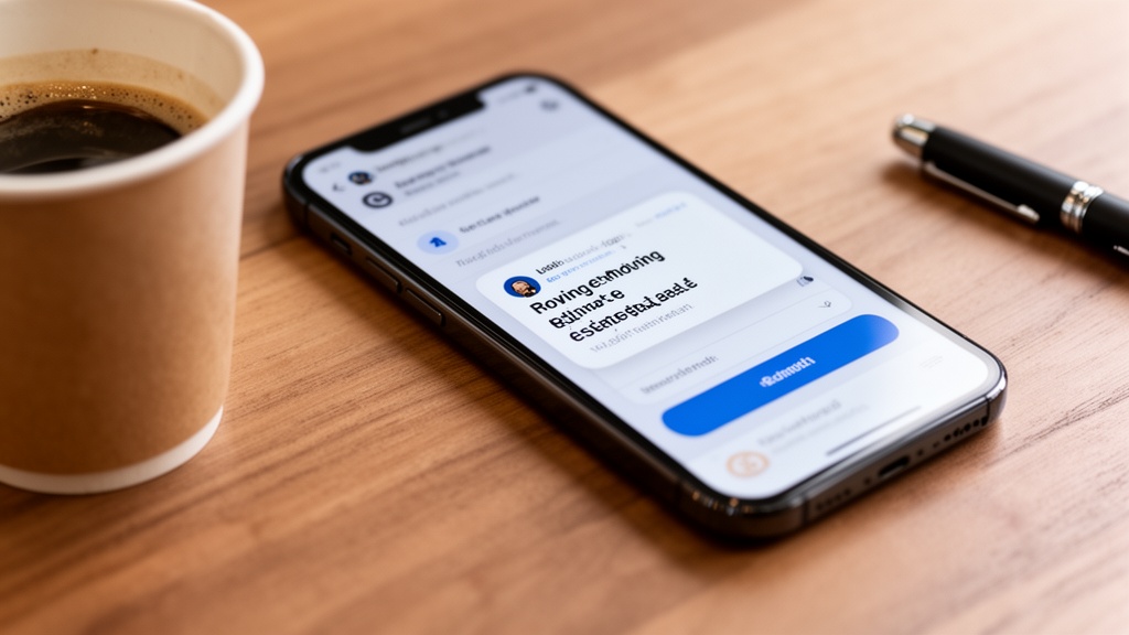 A close-up of a smartphone screen showing an incoming lead notification from a moving estimate reque