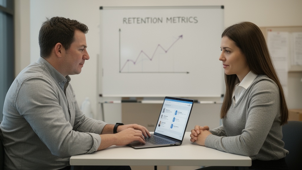 A moving company manager and an HR coordinator sit side by side reviewing applicant profiles on a la
